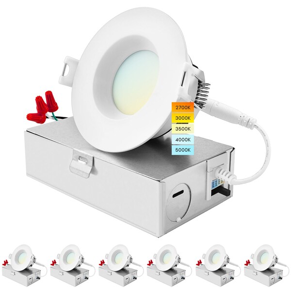 Luxrite 3 Inch LED Recessed Downlights 5CCT 2700K-5000K 10W 800LM Dimmable Wet Rated IC Rated, 6PK LR22630-6PK - main